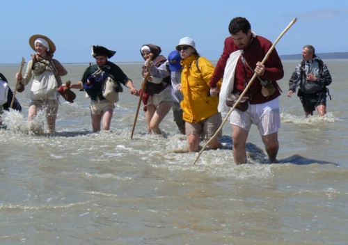 les miquelots traversant la baie au moyen age